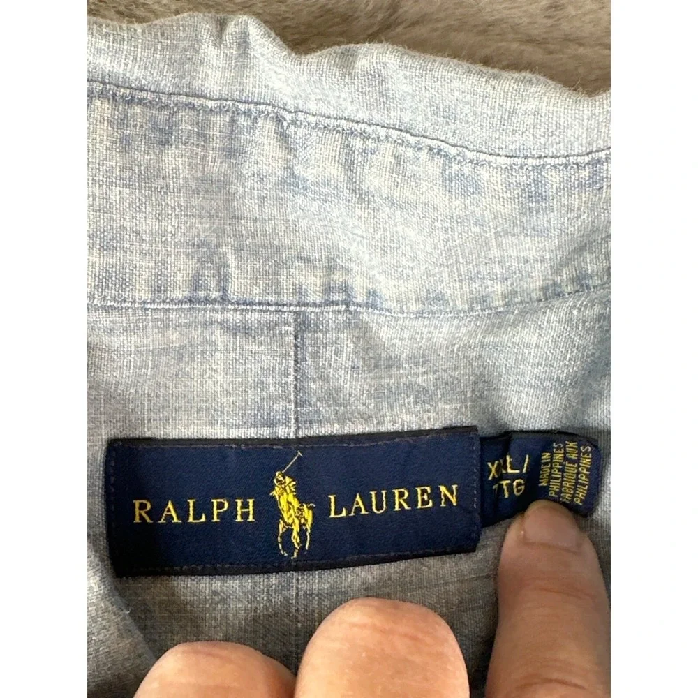 Vintage Polo Ralph Lauren Shirt Mens XL Chambray Oxford Pony Button Down Cotton - Picture 3 of 9